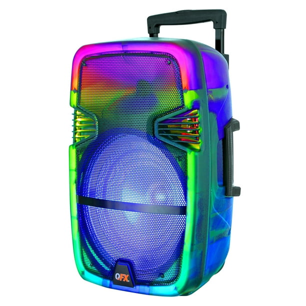 QFX Portable Bluetooth Rechargeable Speaker with Party Lights, TMS