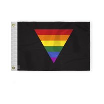 AGAS Black Rainbow Triangle Boat Nautical Flag 12x18 Inch - Printed 200D Nylon - Brass Grommets Fade Proof Vivid Colors - Small Black Rainbow Triangle Pride flag for Bike Car