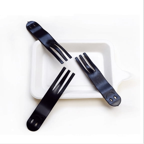 Set of 10 Small Plastic Disposable Dessert Tableware Cutlery Smiley Face Fork in Black