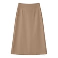 thumbnail image 6 of Npasoilc High Waist A-Line Skirt for Women Summer Solid Color Side Split Elastic Waist Casual Midi Skirt With Pockets, 6 of 6