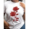 thumbnail image 1 of Stylish Casual Short-Sleeve Summer T-Shirt for Women with a Fitted Design Featuring a Delicate Rose Print And a Round Neckline., 1 of 6
