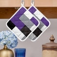 thumbnail image 2 of Purple Grey Pot Holders for Kitchen Heatproof Potholder, 5 Pack Modern Purple Geometric Hot Pads Multipurpose Oven Pads Cloth Potholders Trivet for Cooking Baking, 2 of 8