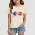 thumbnail image 2 of alcepopk Boys 4th of July Shirt American Flag T-Shirts for Kids Toddler Patriotic Tee Tops Girls Independence Day Outfit(Beige,5-6 Years), 2 of 4
