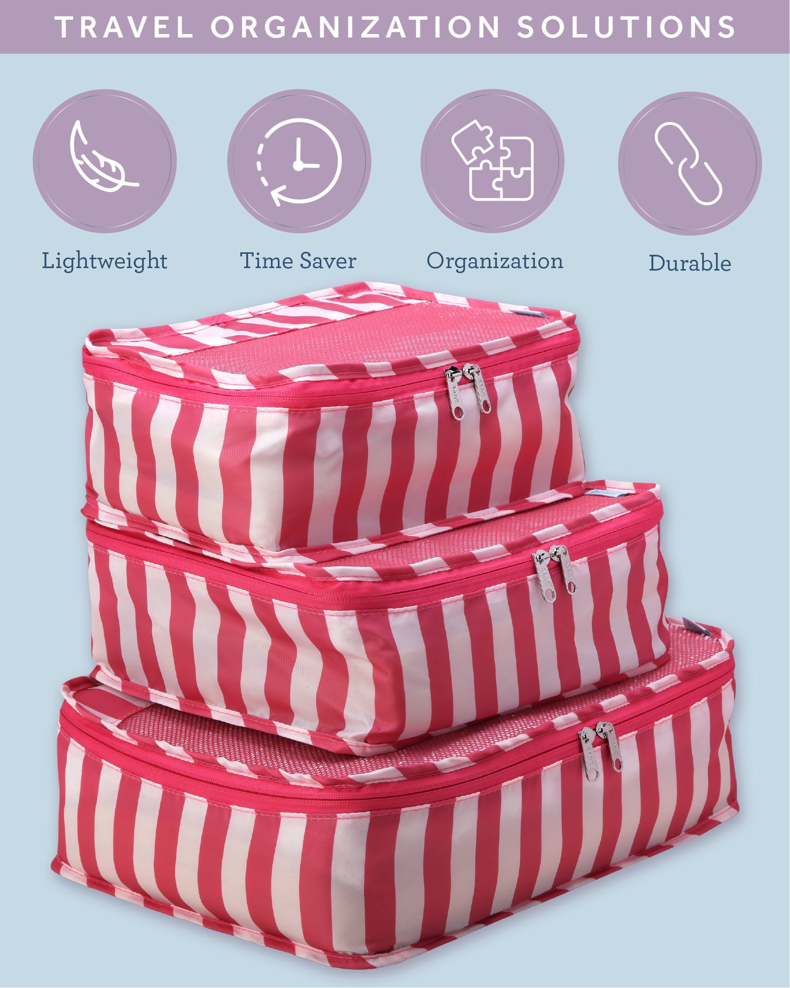 Bliss Packing Cubes for Travel - 3 Piece Compression Packing Cubes Travel Bags Organizer for Luggage