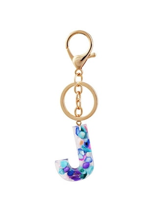 Pgeraug Gifts for Women Personalized Resin Translucent Keychain Creative Letter Color Pendant Keychain Key Chain J, Adult Unisex, Size: Small