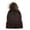 Brown, variant on Newbee Fashion - Women Winter Faux Fur Pom Pom Beanie Hat with Button Thick Skull Ski Cap Stylish & Warm