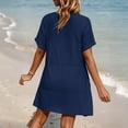 thumbnail image 4 of WULMLEO Women's Cover Up Short Sleeve Bathing Suit Cover Ups V Neck Beach Coverup Dress with Pockets Navy 2XL, 4 of 4