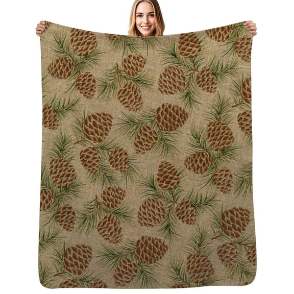 Cone Branches Christmas Flannel Blanket Warm Soft Bedding Throws Winter Camping Chair Sofa Bed