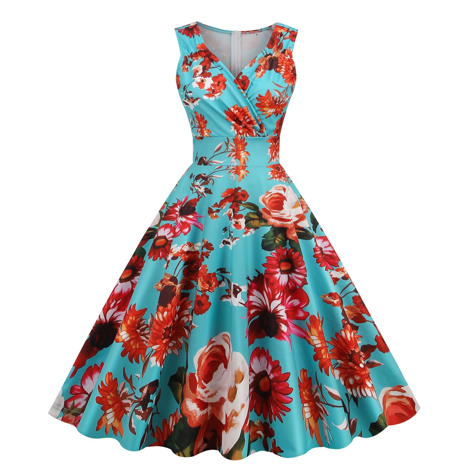 Ketyyh-chn99 Gowns for Women Formal Summer Dress Floral Midi Dress Ladies'  Vintage Elegant Evening Dress Cocktail Dress Sky Blue,M - Walmart.ca