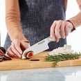 thumbnail image 7 of KitchenAid Gourmet Forged Santoku Knife with Custom-Fit Blade Cover, 5-inch, Sharp Kitchen Knife, High-Carbon Japanese Stainless Steel Blade, Milkshake, 7 of 7