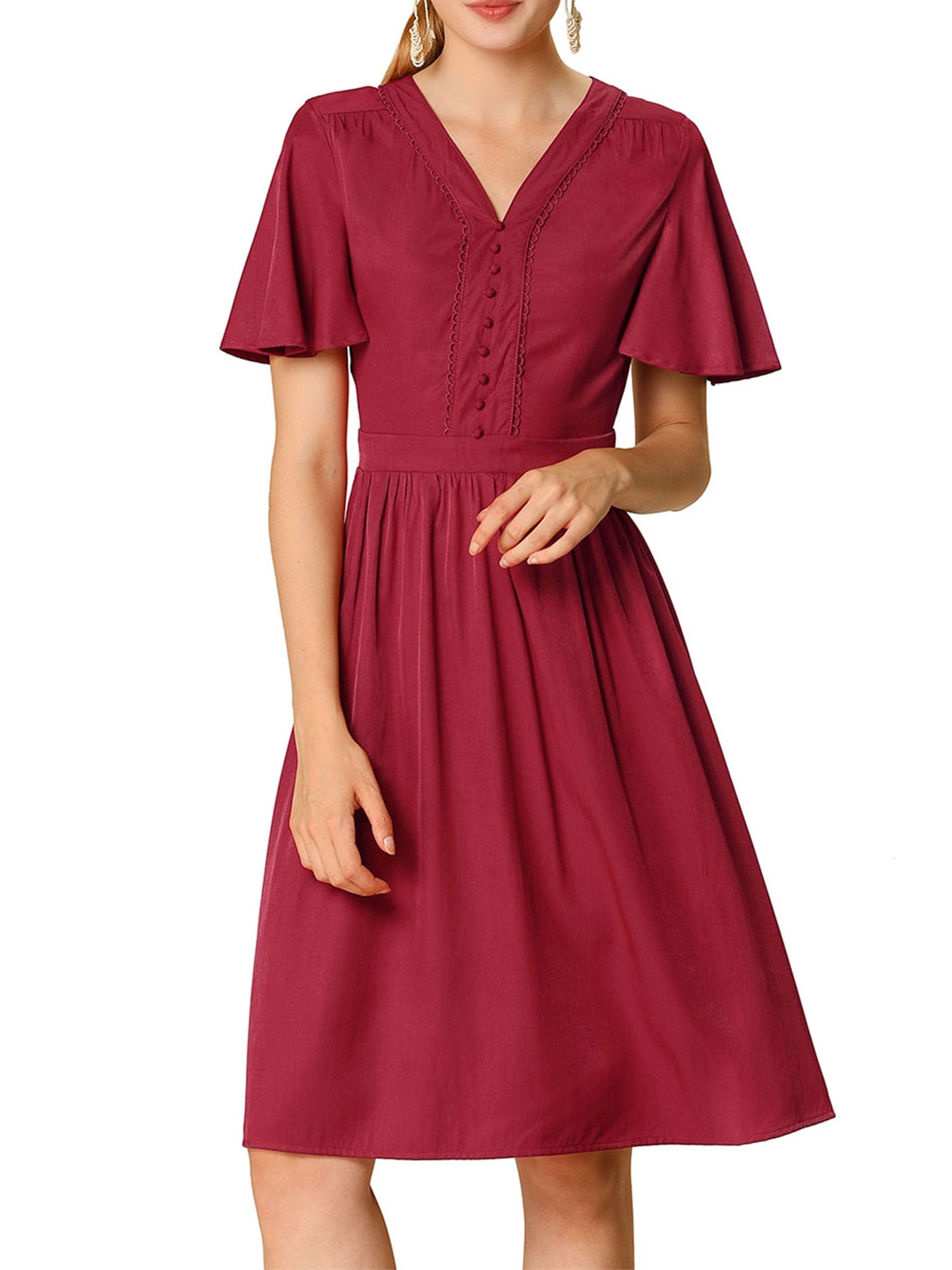 red flowy dress short