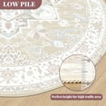thumbnail image 2 of 4'x4' Round Area Rugs, Machine Washable Non Slip Area Rug for Living Room, Soft Low Pile Vintage Print Pattern Indoor Bedroom Thin Carpet, Cream, 2 of 6