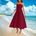 thumbnail image 3 of Robe d'Été pour Femmes Bretelles Spaghetti Ligne A Midi Robe Sans Manches Cocktail Fête Invité de Mariage, 3 of 7