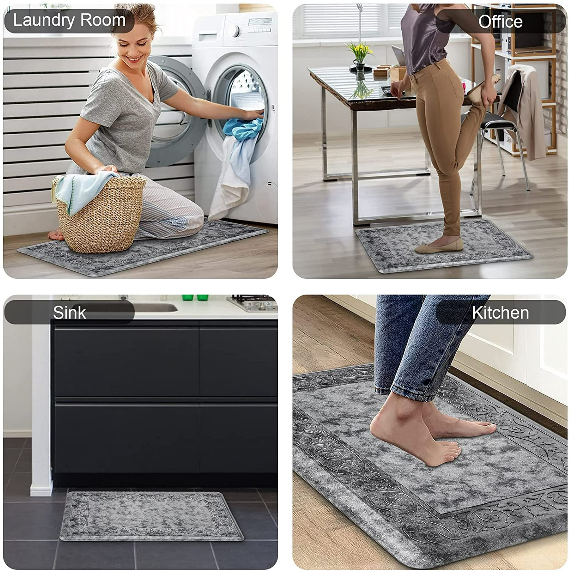 Kitchen Mat Cushioned Anti-Fatigue Kitchen Floor Mats, Thick Non-Slip –  Modern Rugs and Decor
