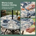 thumbnail image 5 of Round Outdoor Tablecloth with Umbrella Hole and Zipper, Blue Spring Floral Tablecloth with Elastic Waterproof, Vintage Flowers Botanical Farmhouse Patio Table Covers for 36" - 44" Picnic Pool Tables, 5 of 9
