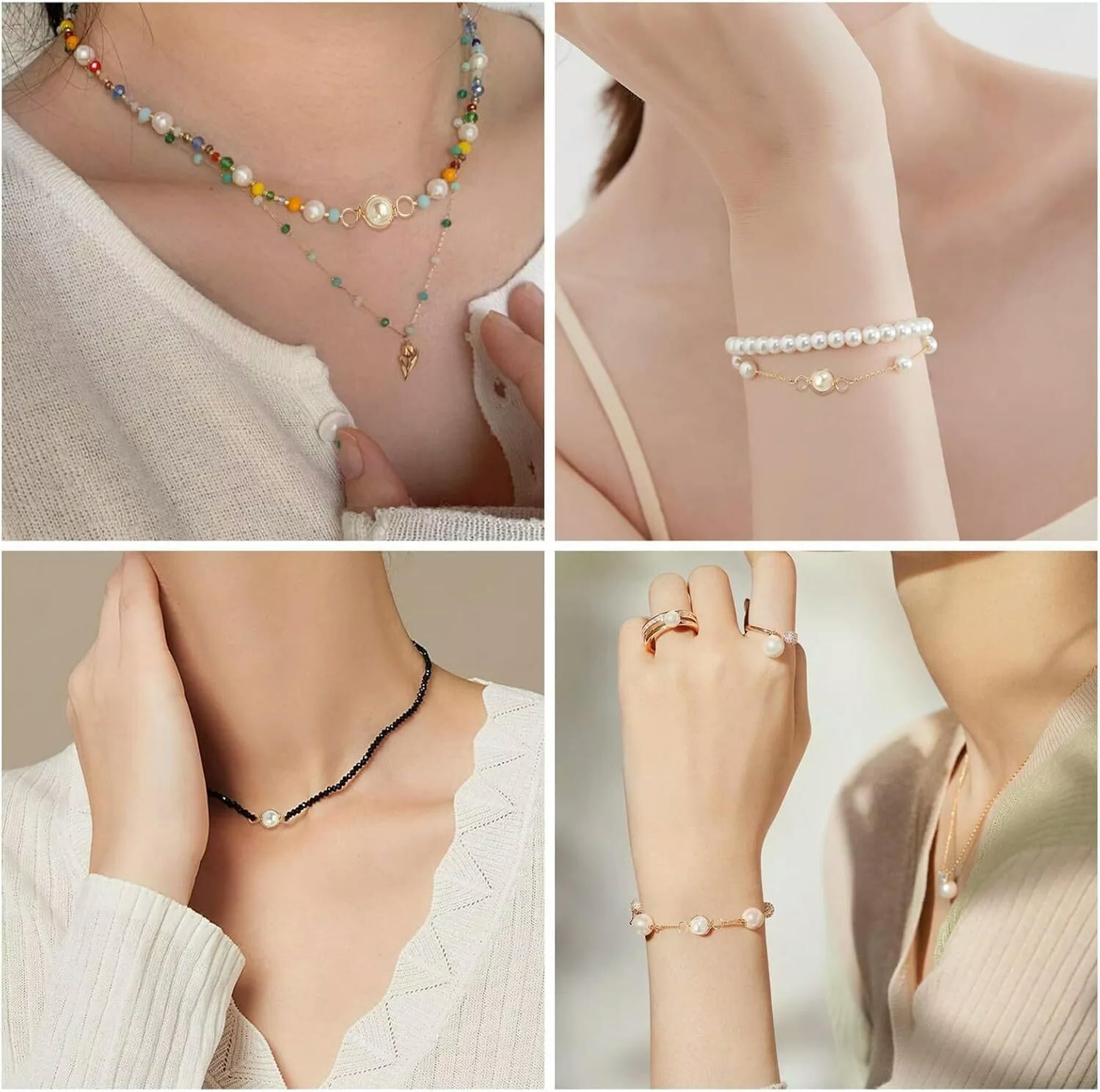 U8MO 50x Natural Freshwater Pearl Beads Links Charms for DIY Bracelet Jewelry Making