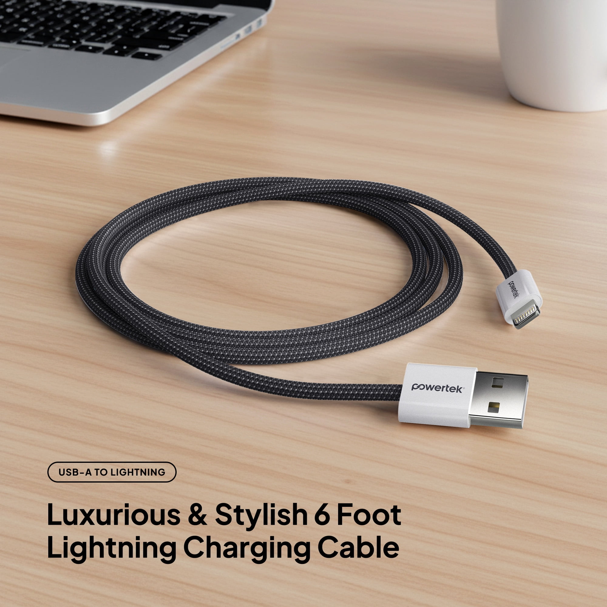 Liquipel Powertek Pastel Braided USB-A to Lightning - Grey