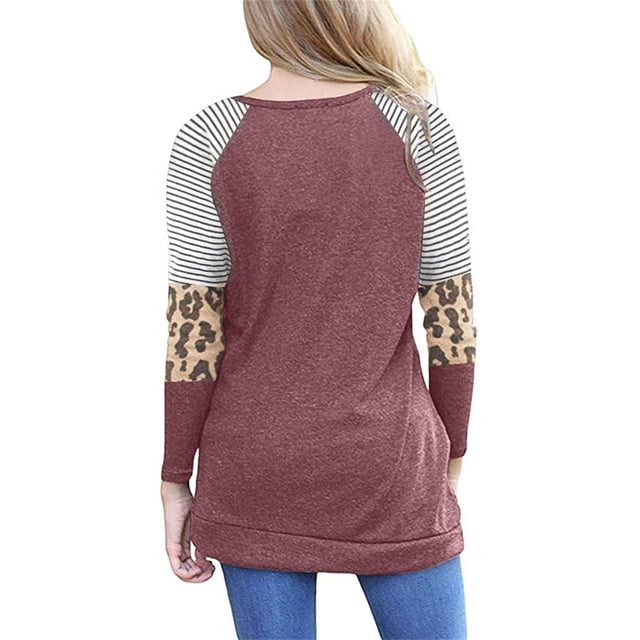 Moda mujer casual manga larga impreso o-cuello botón blusa camiseta damas tops Pompotops gfhjh10969