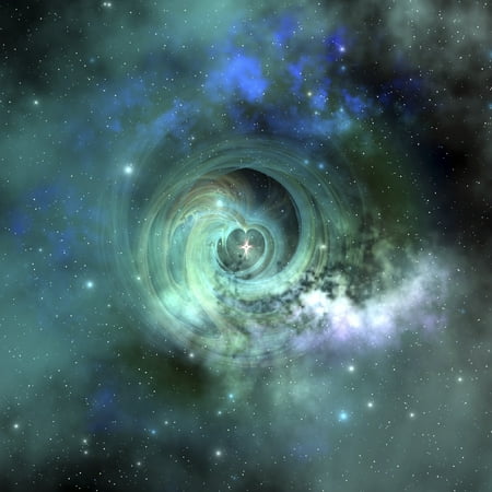 Center Cut Out Heart - A gorgeous nebula out in space has many stars and a beautiful heart in its center Poster Print