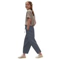 thumbnail image 4 of Lenpel Girls' Summer Pants Loose Elastic Waist Drawstring Side Split Wide Leg Pants Lightweight Casual Trousers with Pockets, 4 of 7