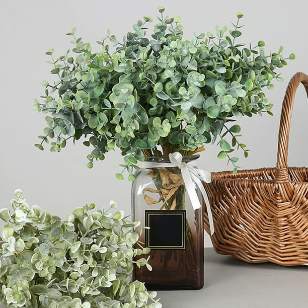Visland 5PCS Artificial Eucalyptus Leaves Stems 14" Tall Greenery Decor