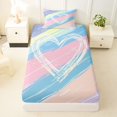 thumbnail image 4 of Manfei Watercolor Rainbow Twin Sheets, Oil Printing Lines Bedding, Pink Blue, 3-Piece, 1 Flat Sheet, 1 Fitted Sheet and 1 Pillowcase, 4 of 6