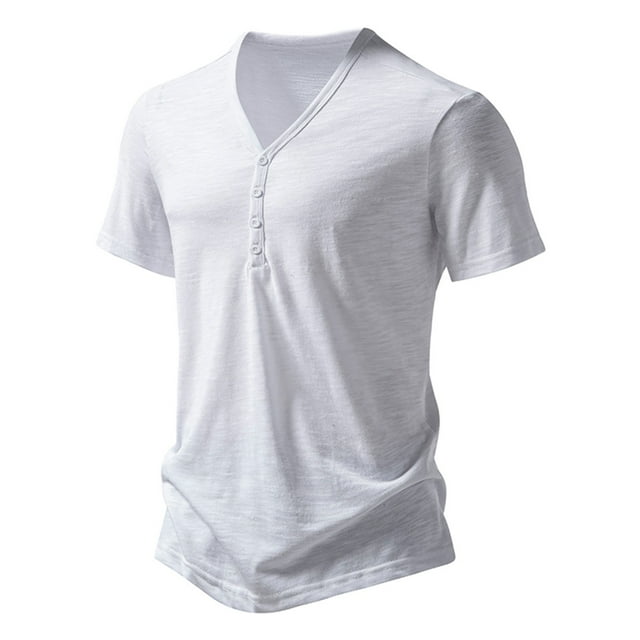 Hot6sl Liquidation d'Économies d'Été Chemisiers et Chemises à Manches Courtes à Col Rond, T-Shirt/Blouse à Manches Courtes à Col Rond Uni Décontracté pour Homme, Blouse pour Homme/blanc, G