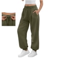 thumbnail image 3 of felwors Wide Leg Sweatpants for Women Fleece High Waist Joggers with Pockets Lightweight Comfy Drawstring Sweat Pants (AG, L), 3 of 8