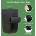 thumbnail image 2 of SunStream 6 Pack 10 Gallon 38L Potato Grow Bags Non-woven Fabric Waterproof Heavy Duty Carrot Grow Bags with Handles and Window, 2 of 6