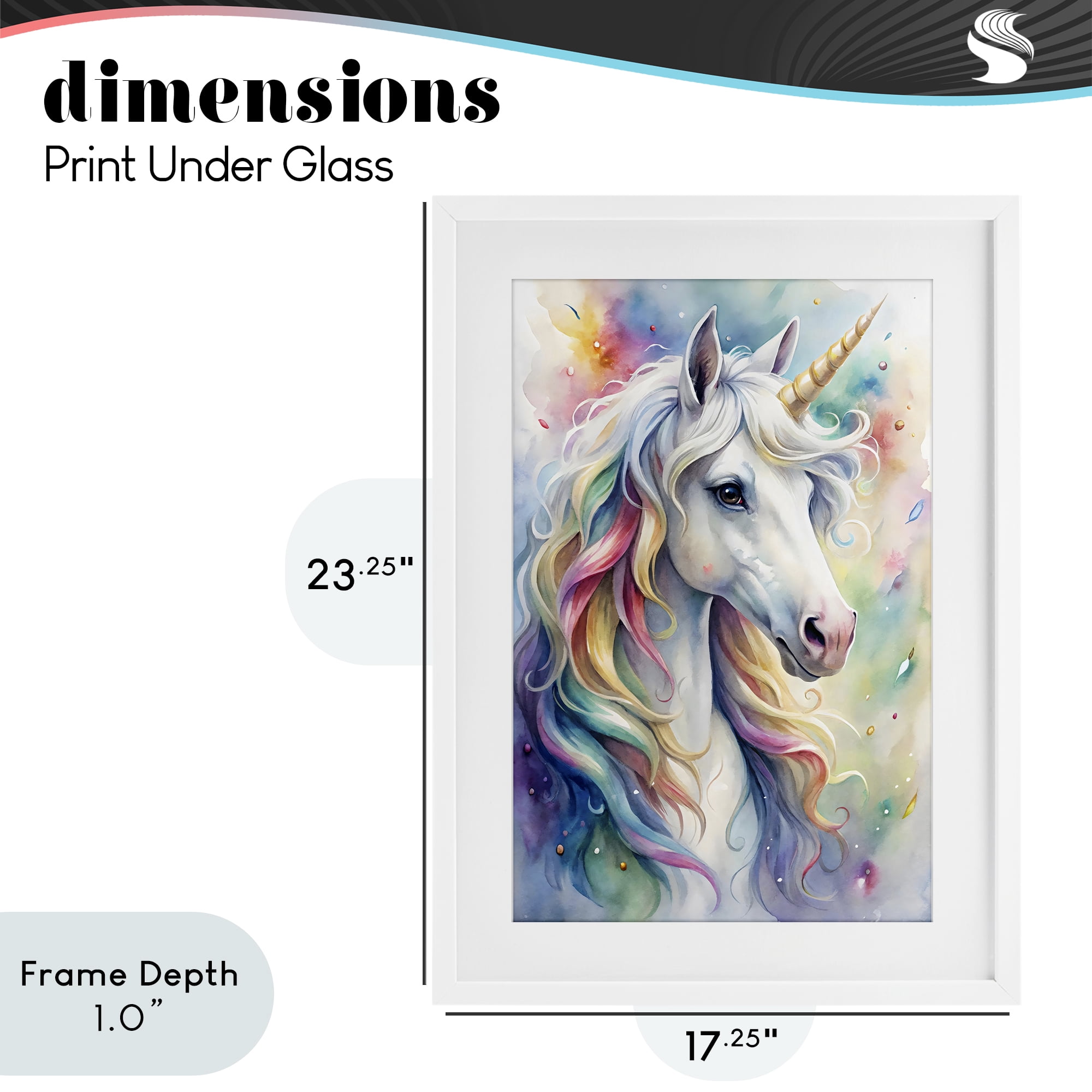 Stupell Industries Pastel Colorful Unicorn White Framed Print Under Glass, design by Creative Studio