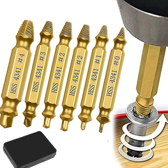 Damaged Screw Extractor, 6 Different Types Of Screw Extractors, Hss 4341 Broken Screw Removal Tool For Removing Damaged Or Cracked Screws (gold) Starl