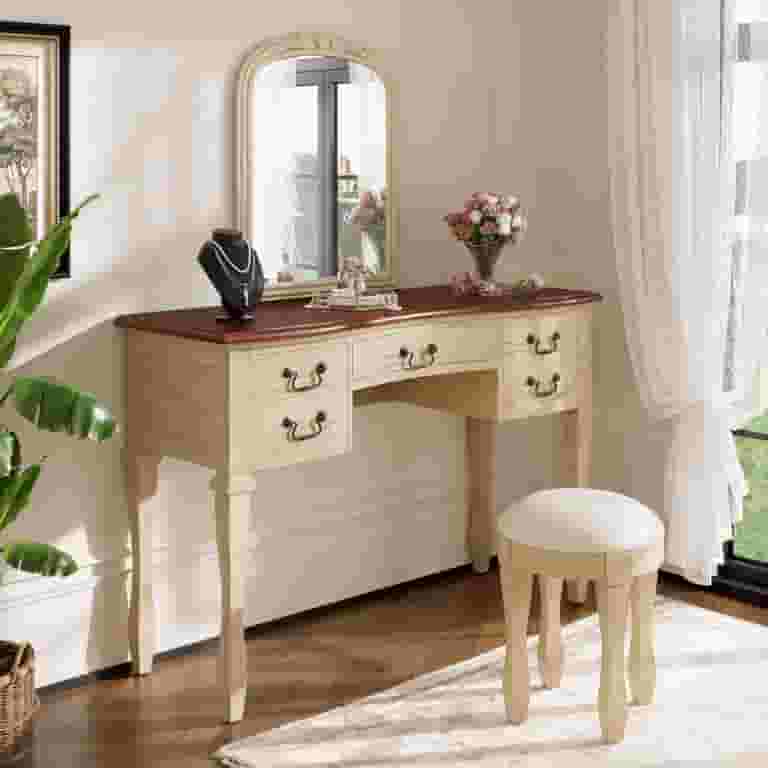 vintage dressing table mirror Amazon.com clean finish Vintage French Brass Dressing Table