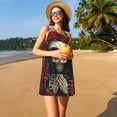 thumbnail image 3 of Easygdp Gothic Skull With Roses para Vestido Transpirable de Mujer, Vestido Suelto de Manga Corta con Pliegues y Bolsillos para el Verano, 3 of 7