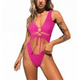 thumbnail image 4 of Hilor Women's Sexy High Cut One Piece Swimsuit Cutout Thong Monokini Bathing Suit Lace Up Bikini Swimwear, 4 of 8