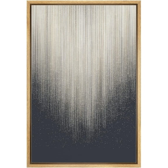 IDEA4WALL Framed Canvas Wall Art Grunge Duotone Paint Stroke Landscape Modern Art Nordic Minimal Abstract Digital Art Contemporary Artwork for Living Room, Bedroom, Office - Natural 24"x36"