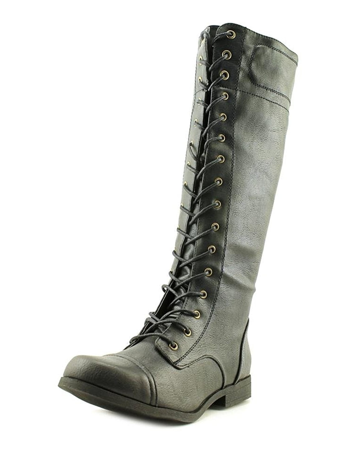 XOXO Womens Bonnie Round Toe Knee High Combat Boots
