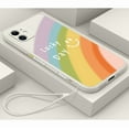 thumbnail image 1 of Cute Rainbow Straight Edge Soft Liquid Silicone Back Bumper Compatible with iPhone Case,Couple Phone Case Cover， Off-White， Iphone X/Xs, 1 of 8