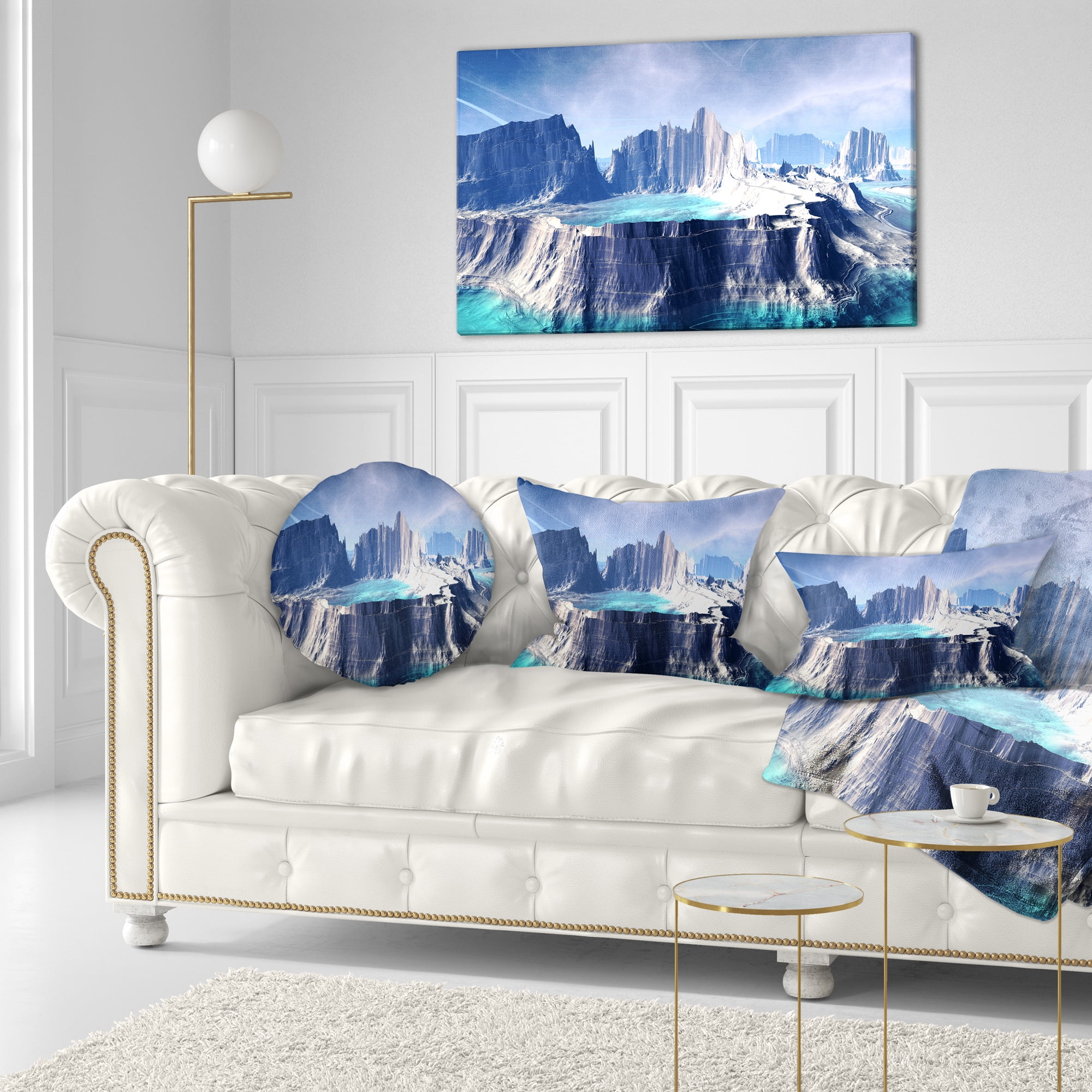 Designart 3D Rendered Fantasy Alien Planet - Landscape Printed Throw Pillow - 12x20