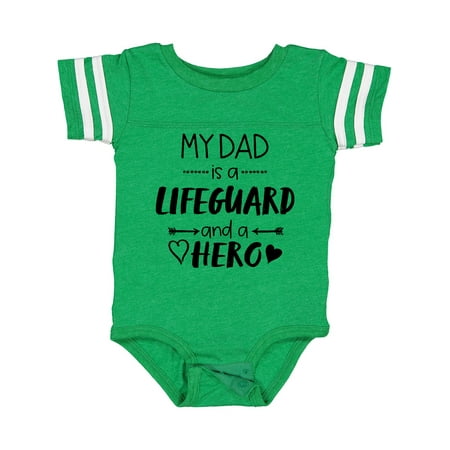 

Inktastic My Dad is a Lifeguard and a Hero with Hearts Gift Baby Boy or Baby Girl Bodysuit