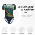 thumbnail image 4 of Saiise Combinaison à Manches Courtes Motif Tortue de Surf pour Femmes, Pyjama à Col Rond, Justaucorps Extensible avec Fermeture à Pression - Grand, 4 of 7