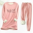 thumbnail image 2 of Kinrui Pajamas for Women Set Fleece Sherpa Lined Long Sleeve Pullover Tops and Sweat Pants Winter 2 Piece Outfits Loungwear Pink,XXL, 2 of 4