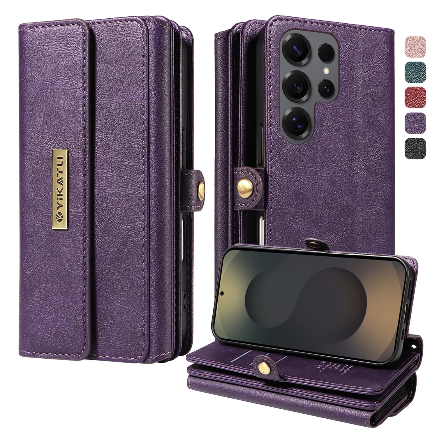 TECH CIRCLE Crossbody Phone Case for Galaxy S25 Ultra with Flip Wallet, RFID Blocking, Compatible with Wireless Charging, PU Leather Heavy-Duty Protective Fold Stand Case, Purple
