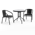 thumbnail image 2 of Flash Furniture 28'' Round Glass Metal Table with Black Rattan Edging and 2 Black Rattan Stack Chairs, 2 of 13