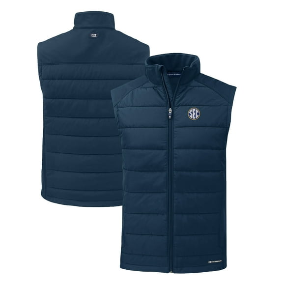 Men's Cutter & Buck  Navy SEC Gear Rainier PrimaLoft Eco Insulated Printed Full-Zip Puffer Jacket