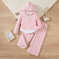 thumbnail image 4 of xaoyunyn Girls 2 Piece Tracksuits Outfits Casual Half Button Down Long Sleeve Hoodies Wide Leg Pants Set 3-8 Years, 4 of 6