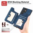 thumbnail image 4 of ShellTech Case for Samsung Galaxy S24 Ultra,Magnetic Leather Card Holder Wallet RFID-Blocking Case Shockproof TPU Ring Holder Kicsktand Cover with Wrist Strap,Blue, 4 of 7