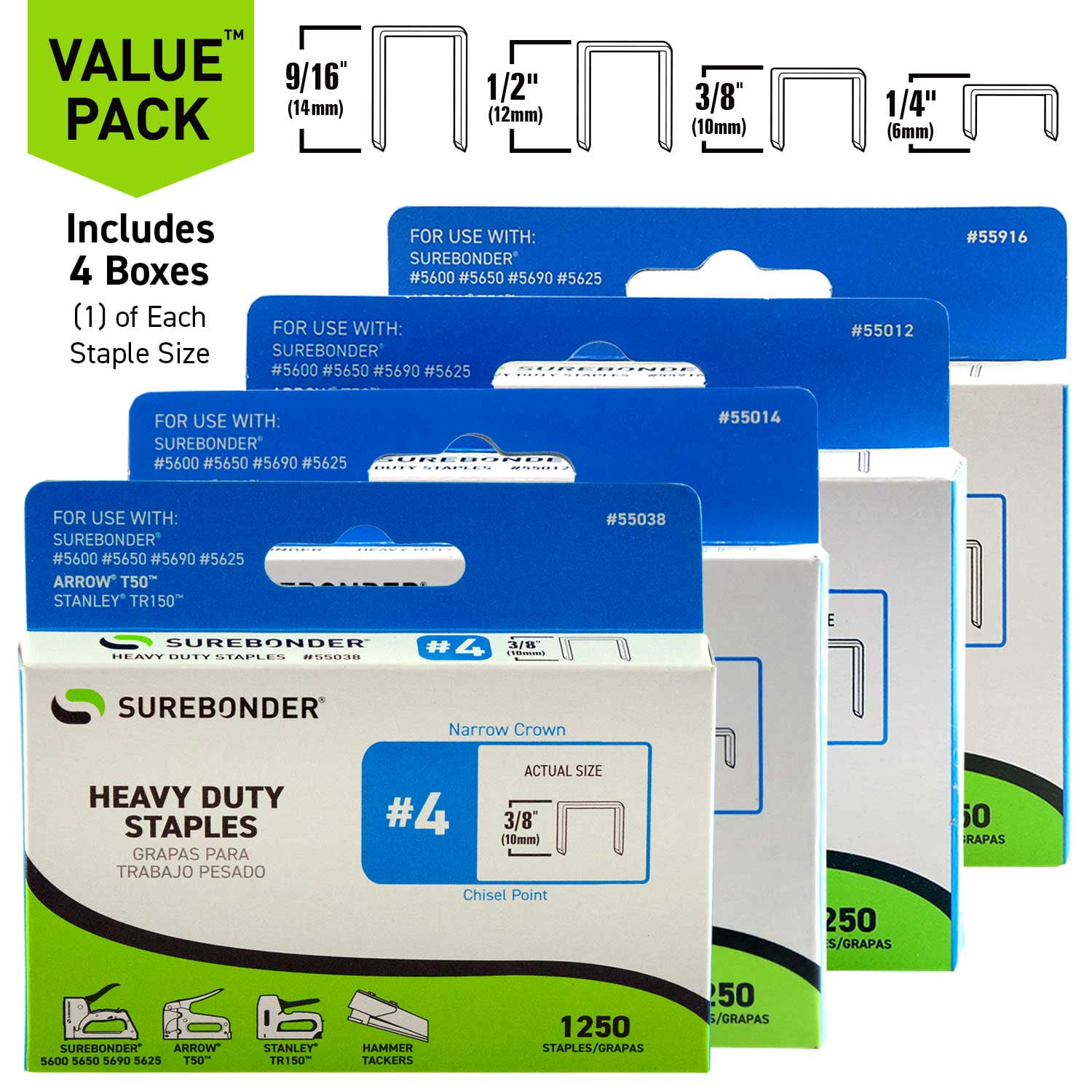 Surebonder Heavy Duty Narrow Crown Staples - T50 style