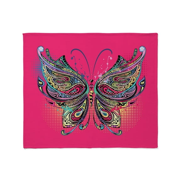 CafePress - Colorful Butterfly Throw Blanket - Soft Fleece Throw Blanket, 50"x60" Stadium Blanket