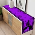 thumbnail image 4 of Halloween Purple Table Runner - 120 Inch Long, Kitchen Dining Table Runner Dresser Scarves, Cartoon Castle Bat Plaid Moon Black Farmhouse Decor for Coffee Tables Wedding Party Banquet, 4 of 8