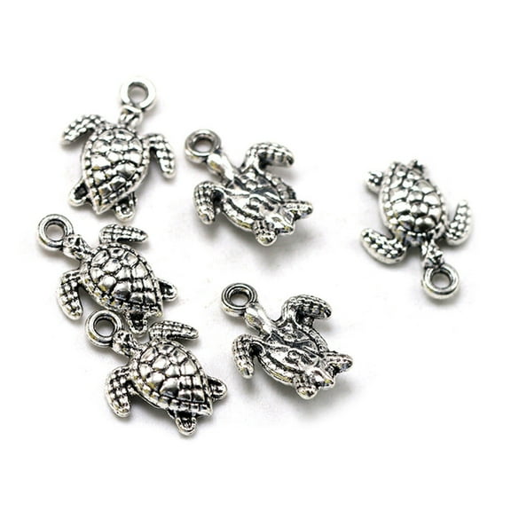 Sea Turtle Pendant Bulk Antique Animal Charm 50 Pcs Ocean Necklace Anklet Keyring Silver